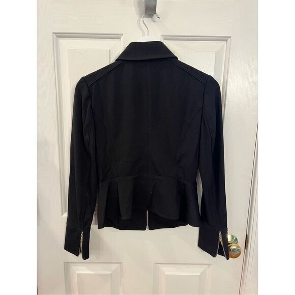WHBM Black Jersey Knit Zipper Sleeve Military Jacket sz 4 EUC - Picture 5 of 8